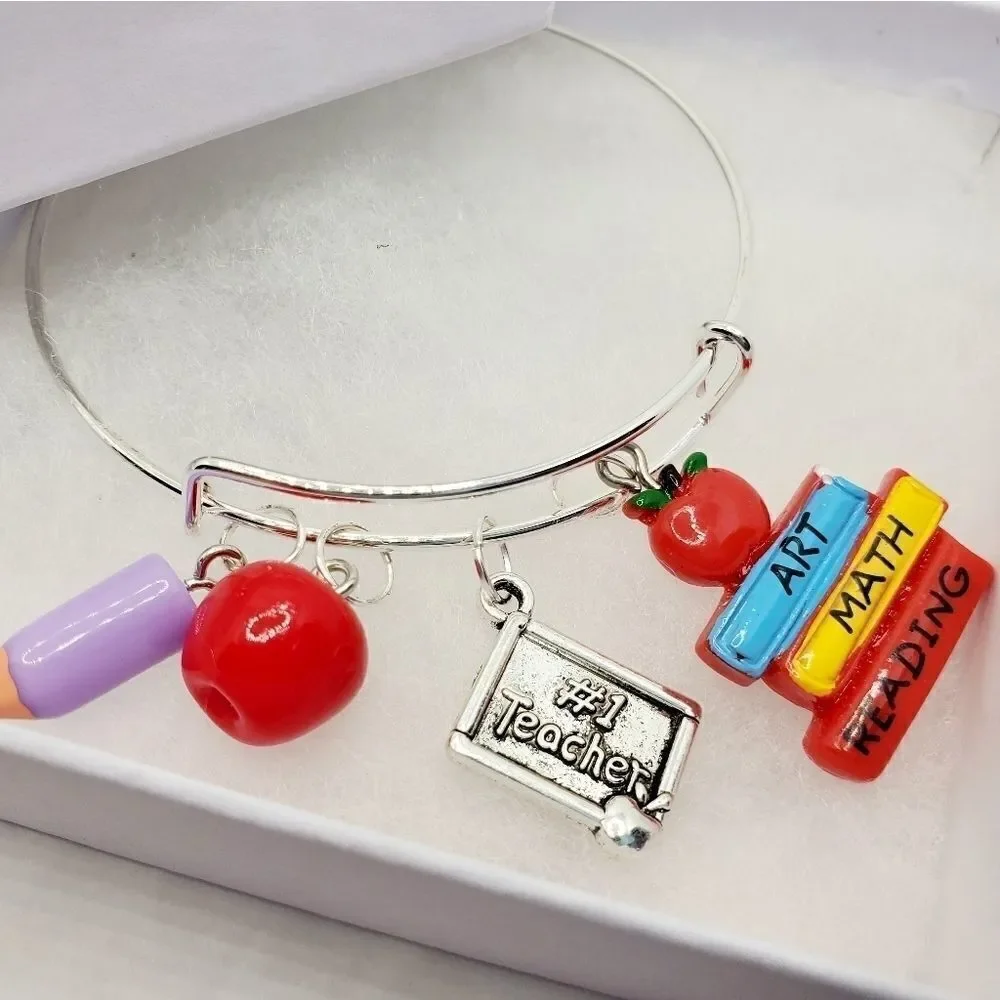 Number 1 Teacher Charm Bracelet